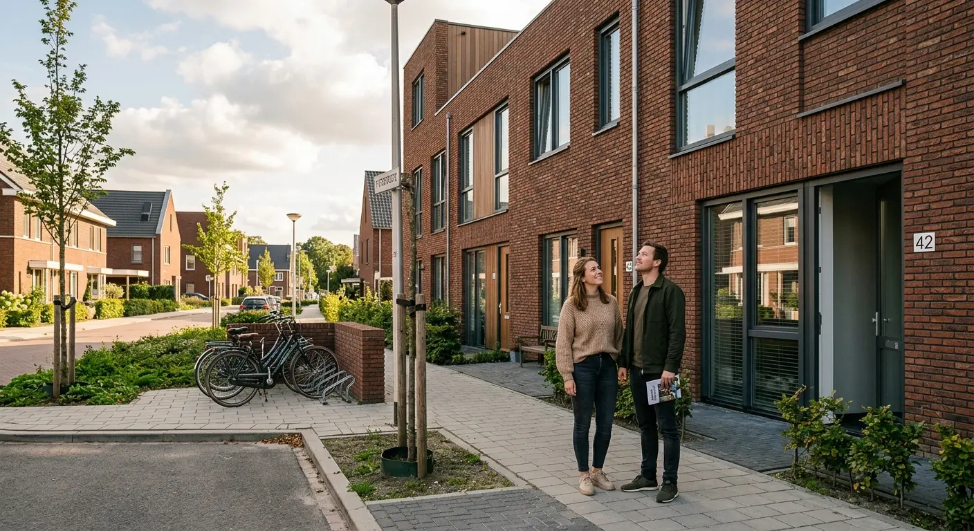 Stel bekijkt nieuwbouwwoning in Eindhoven