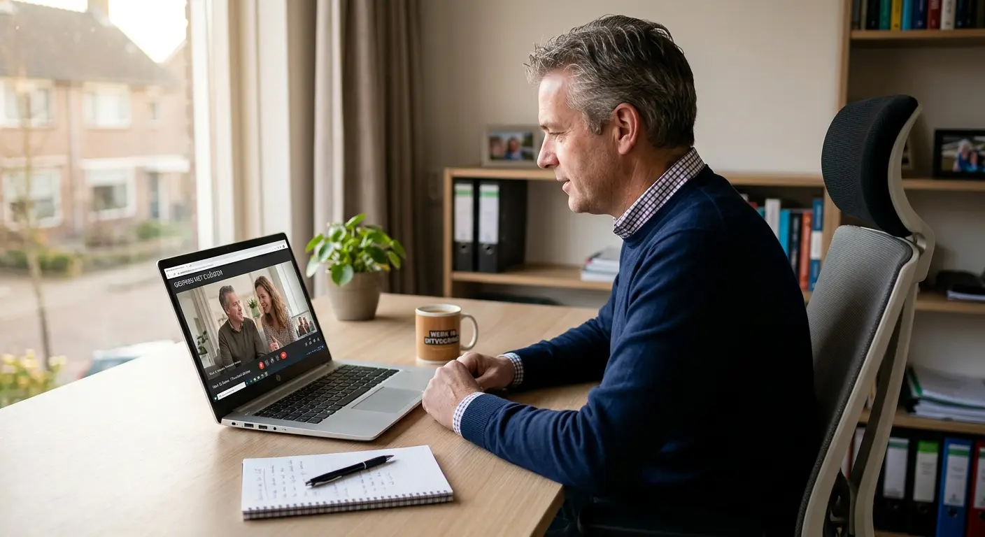 Hypotheekadviseur in gesprek via videobellen