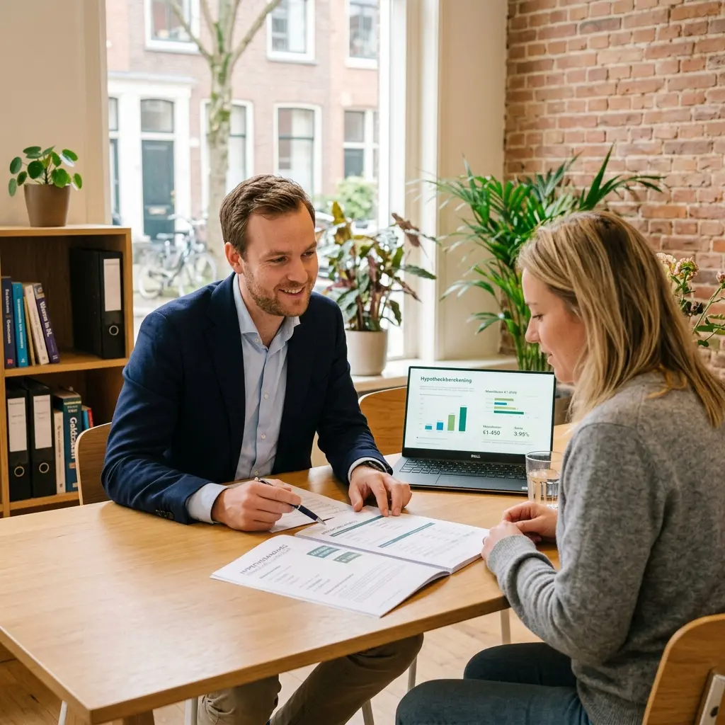 Hypotheekadviseur in gesprek met klanten