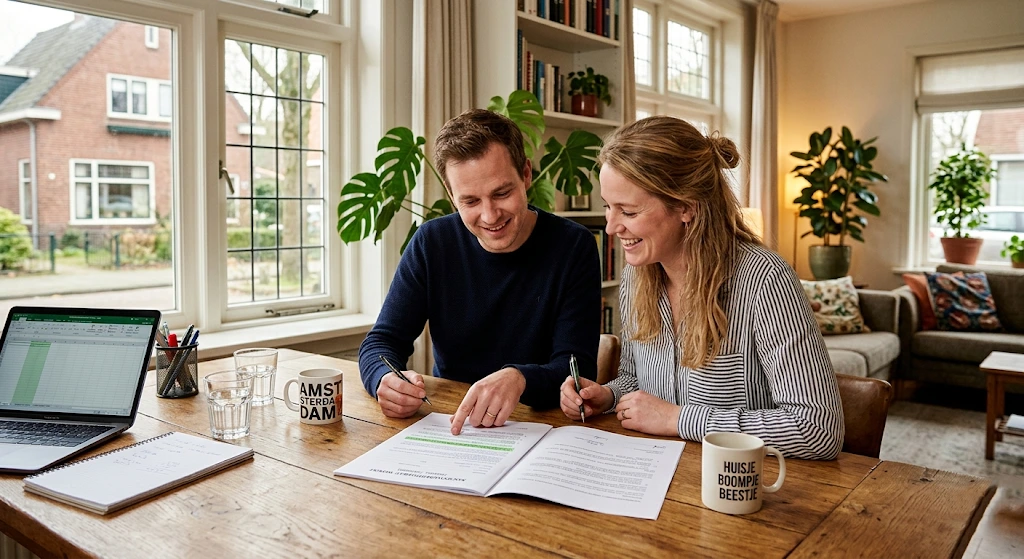 Stel met papieren van voorbehoud van financiering Libero Financieel